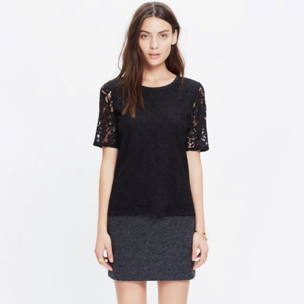Madewell Black Lace Refined Tee